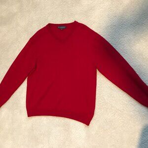 Dark Red Extra Fine Merino Wool V Neck Sweater